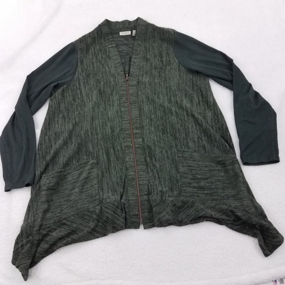 Logo Sweater M Cardigan‎ Green Tunic Full Zip Knit